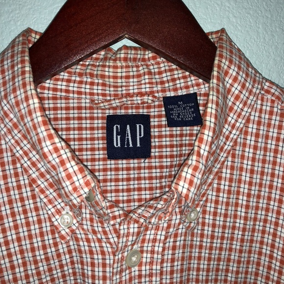 GAP orange plaid short sleeve button down - Picture 3 of 3